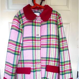 Boden Girls Wool Plaid Duffle Coat